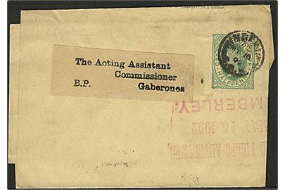 ½d Victoria helsags korsbånd fra Kimberly d. 16.5.1902 til Gaberones.
