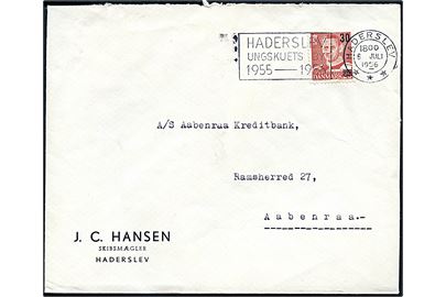 30/25 øre Provisorium på brev annulleret med TMS Haderslev Ungskuets By 1955-1956/Haderslev *** d. 6.7.1956 til Aabenraa.