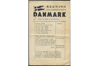 Regning for forretningen Danmark. Illegalt flyveblad fremstillet i London og nedkastet af Royal Air Force i Danmark 1941. Tryk nr. 803. Fold.
