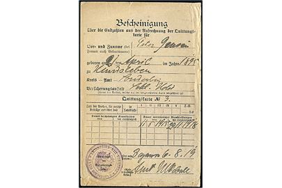 Kvittering dateret d. 6.8.1919 med officielt stempel Amtsbezirk XIII Ulkebüll * Kreis Sonderburg *.