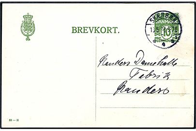 10 øre helsagsbrevkort (fabr. 88-H) annulleret med brotype IIb Skærbæk sn1 d. 18.5.1928 til Randers.