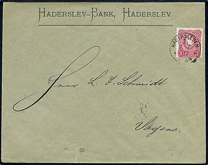 10 pfg. Adler på brev annulleret Hadersleben 2. d. 8.7.1887 til Woyens.