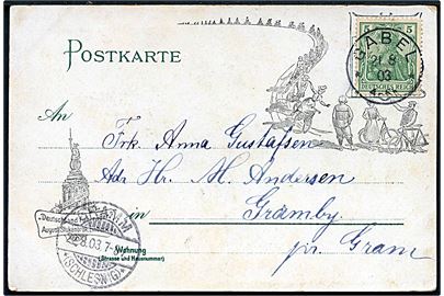 5 pfg. Germania på brevkort (Partier fra Düsseldorf) annulleret med enringsstempel Gabel ** d. 21.8.1903 til Gramm.