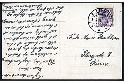 15 øre Chr. X på brevkort annulleret med brotype Ia Kjøllergaard d. 3.6.1921 til Rønne.