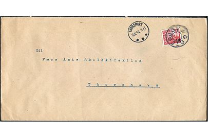 20/15 øre Provisorium på brev annulleret med udslebet stjernestempel GØTEGJOV og sidestemplet Thorshavn d. 30.11.1940 til Thorshavn.