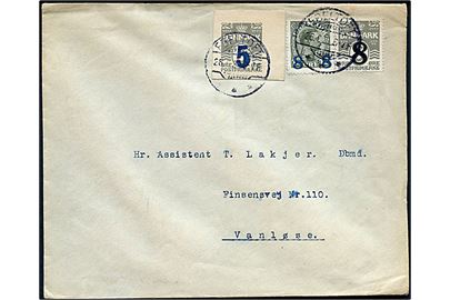 8/3 øre, 8/12 øre Provisorium og 5/3 øre helsagsafklip på brev fra Ebeltoft d. 26.6.1926 (?) til Vanløse.