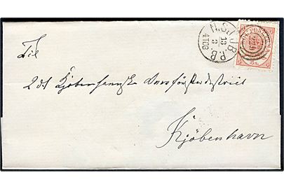 4 sk. Krone/Scepter på brev annulleret med lapidar kombineret nr.stempel 229/N.SJ.JB.P.B. d. 13.3.18xx til Kjøbenhavn.