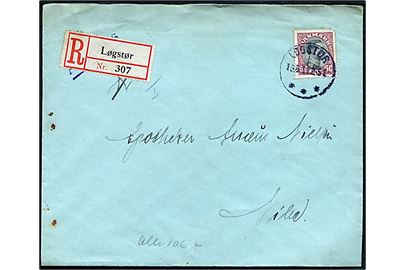 50 øre Chr. X single på anbefalet brev fra Løgstør d. 10.6.1921 til Nibe.