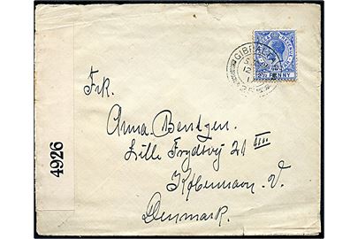 2½d George V på brev fra Gibraltar d. 12.12.1917 til København, Danmark. Åbnet af lokal britisk censur i Gibraltar no. 4926. Censor nr. i intervallet 4920-4940 blev benyttet i Gibraltar.