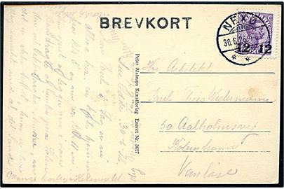 12/15 øre Provisorium på brevkort (Klitterne ved Dueodde med fyrtårn) stemplet Nexø d. 30.6.1926 til Vanløse.