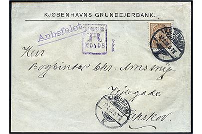 24 øre Våben single på anbefalet brev fra Kjøbenhavn d. 17.2.1902 til Nakskov.