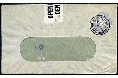 2½d George V privat helsags-rudekuvert fra Glasgow d. 19.9.1914 til Göteborg, Sverige. Åbnet af tidlig britisk censur med lille banderole påskrevet censor-nr. 130. Ank. i Göteborg d. 25.9.1914.