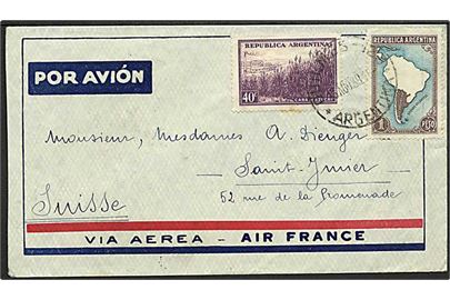 1,40 p. frankeret luftpostbrev fra Quilmes d. 13.8.1938 til Saint Junier, Schweiz.