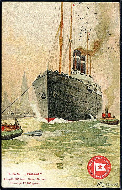 ½d George V i parstykke på brevkort (S/S Finland, Red Star Line) annulleret med skibsstempel Paquebot Posted at Sea Received Dover d. 25.1.1914 til Holland.