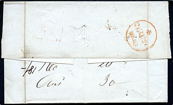 1840. Omslag fra New York d. 1.6.1840 påskrevet Duplicate til London med rødt stempel Portsmouth Ship Letter. På bagsiden ank. stemplet d. 26.6.1840.