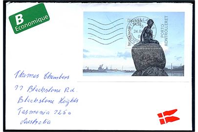 14,50 kr. Lille Havfrue blokudg. på B-brev fra Otterup annulleret Sydjyllands Postcenter d. 24.4.2014 til Blackstone Hights, Tasmania, Australien.