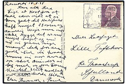 30 gr. på brevkort (M/S Pilsudski) annulleret med skibsstempel M/S Pilsudski d. 13.8.1938 til Taastrup, Danmark.