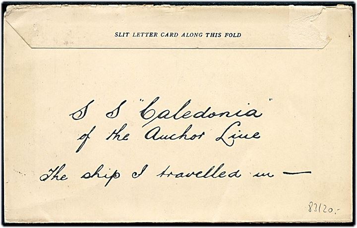 1½d George V på illustreret Letter Card fra S/S Caledonia annulleret med skibsstempel Glasgow / Paquebot Posted at Sea d. 20.7.1936 til Boston, USA.
