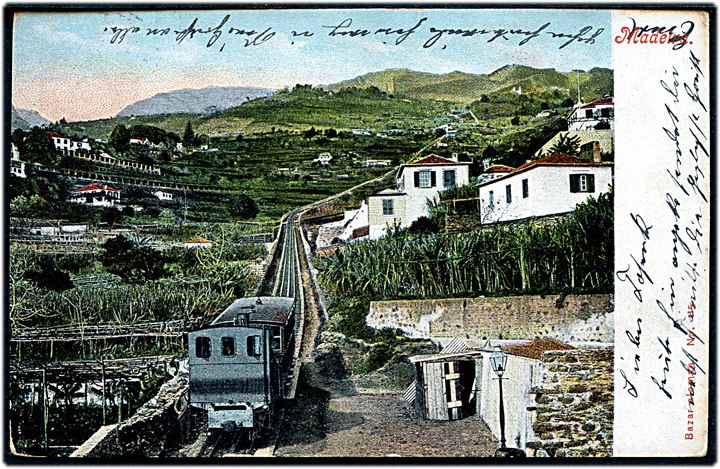 10 cts. på brevkort (Madeira med jernbane) annulleret med britisk skibsstempel Paquebot Plymouth d. 25.10.1907 til Rosswein, Tyskland.