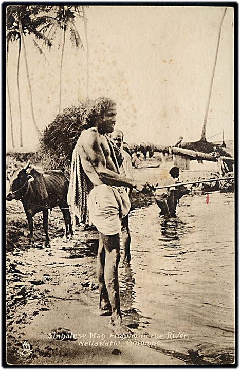 Ceylon 6 c. George VI i parstykke på brevkort dateret Colombo, Ceylon d. 12.11.194? til Holland. Annulleret med rødt britisk flådepost stempel Post Office / Maritime Mail. Sendt fra hollandsk officer i R.N.I.A. (Royal Netherlands Indies Army).