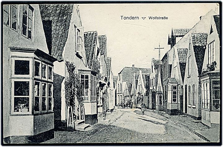 5 øre 1. Zone udg. i parstykke på brevkort (Tondern, Wolfstrasse) annulleret med brotype IIb Tønder sn2 d. 25.6.1920 til København.