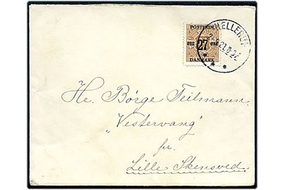 27/41 øre Provisorium single på overfrankeret brev fra Hillerød d. 2.5.1921 til Lille Skensved.