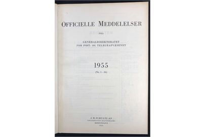 Officielle Meddelelser fra Generaldirektoratet for Post- og Telegrafvæsenet. 1955. Indbundet årgang 236 sider.