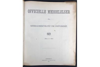 Officielle Meddelelser fra Generaldirektoratet for Postvæsenet. 1921. Indbundet årgang 246 sider.