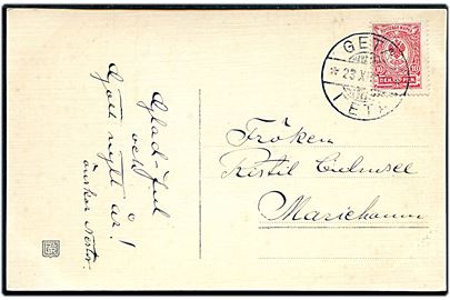 Åland. 10 pen. Våben på brevkort annulleret med 2-sproget stempel Geta d. 23.12.1914 til Mariehamn.