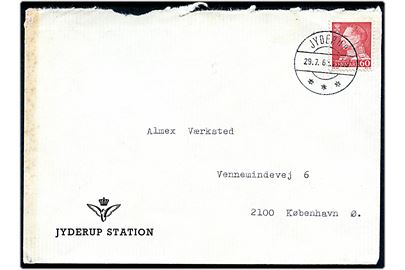 60 øre Fr. IX på fortrykt DSB kuvert fra Jyderup Station stemplet Jyderup d. 29.7.1968 til København. Urent åbnet.