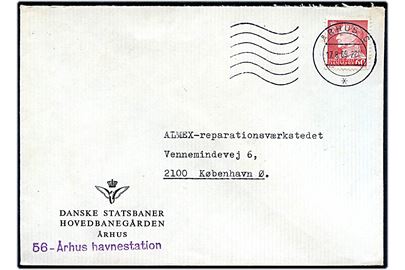60 øre Fr. IX på fortrykt DSB kuvert fra Hovedbanegården Århus annulleret Århus C d. 17.8.1969 til København. Liniestempel: 56-Århus havnestation.