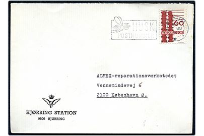60 øre Dansk Industri på fortrykt DSB kuvert fra Hjørring Station annulleret Hjørring d. 17.3.1969 til København.