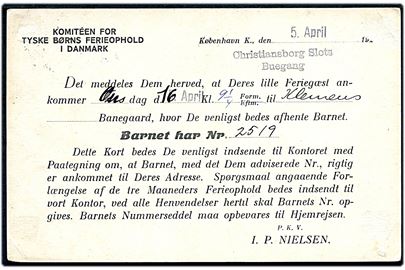 15 øre Chr. X helsagsbrevkort (Fabr. 72-H) med fortrykt meddelelse fra Komitéen for tyske Børns Ferieophold i Danmark stemplet Rønne d. 15.4.1924.
