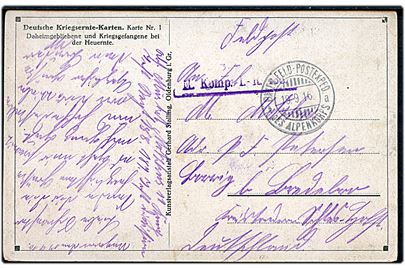 Ufrankeret feltpostkort stemplet Bayer.-Feld-Postexped. * des Alpenkorps a d. 19.9.1916 fra soldat ved 188 inf. Rgt. til Bredebro i Sønderjylland.