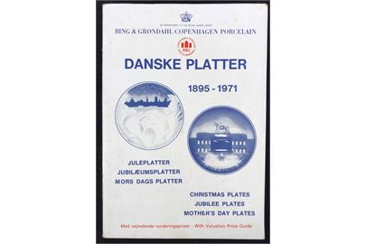 Bing & Grøndahl Juleplatter, Jubilæumsplatter og Mors Dags Platter, illustreret katalog og prisliste. Tekst på danske og engelsk.