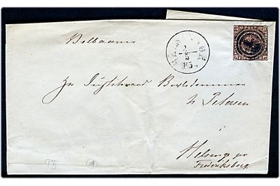 4 R.B.S. Thiele II på brev annulleret med uldent nr.stempel 24 og sidestemplet antiqua Helsingør d. 2.5.1854 til Justitsraad Birkedommer Petersen i Helsingr pr. Frederiksborg.