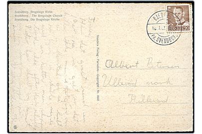 20 øre Fr. IX på brevkort annulleret med pr.-stempel Bjerreby pr. Svendborg d. 10.7.1955 til Hillerød.