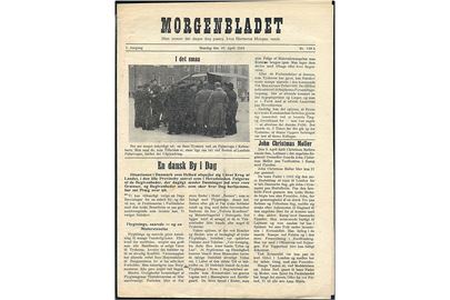 Morgenbladet, 1. Aargang no. 139A d. 30.4.1945. Illustreret illegalt blad på 4 sider i ca. A4 format.