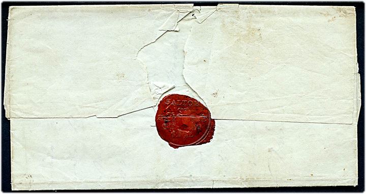 1845. Privatbefordret lokalbrev til Selsø dateret d. 9.1.1845 og iflg. indhold sendt med bud. Fuldt indhold. Rift,