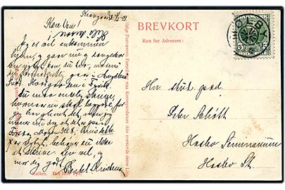 5 øre Fr. VIII på brevkort dateret d. 4.2.1909 med stjernestempel MØLBY til Haslev.