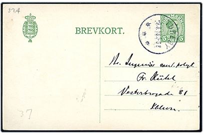 5 øre Chr. X helsagsbrevkort annulleret med brotype IIIb Tureby d. 9.3.1918 til København. Fold.