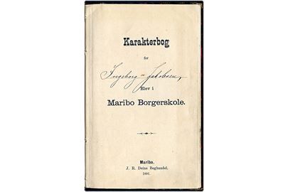 Karakterbog for elev i Maribo Borgerskole 1892-1895.