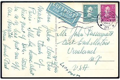 35 øre og 60 øre Chr. X på luftpost brevkort fra København d. 3.10.1946 til New York, USA.