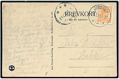 7 øre Chr. X på brevkort annulleret med brotype IIIb Jordrup d. 20.2.1919 til Bække.