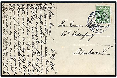 5 øre Chr. X på brevkort (Sommerhus) annulleret med brotype Ia Græsted JB.P.E. d. 21.7.1916 til København.