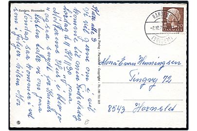 70 øre Margrethe på brevkort annulleret med parantes stempel Randers (Voldum) d. 2.10.1975 til Hornslet.