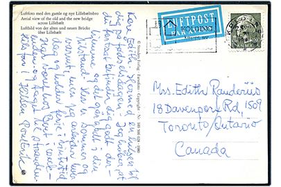 180 øre Margrethe single på luftpost brevkort fra Kolding d. 17.8.1981 til Toronto, Canada.