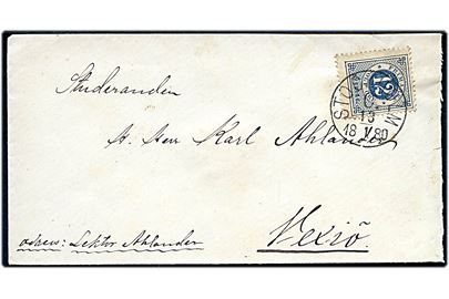 12 öre Ringtype på brev fra Stockholm d. 13.1.1880 til Vexiö.