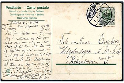 5 øre Fr. VIII på brevkort fra Hillerød annulleret med bureaustempel Hillerød - Frederiksværk T.7 d. 2.3.1911 til København.