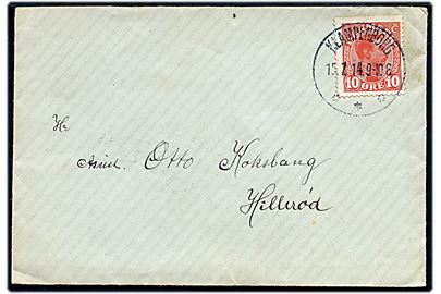 10 øre Chr. X på brev annulleret med brotype IIIb Klampenborg d. 15.7.1914 til Hillerød.